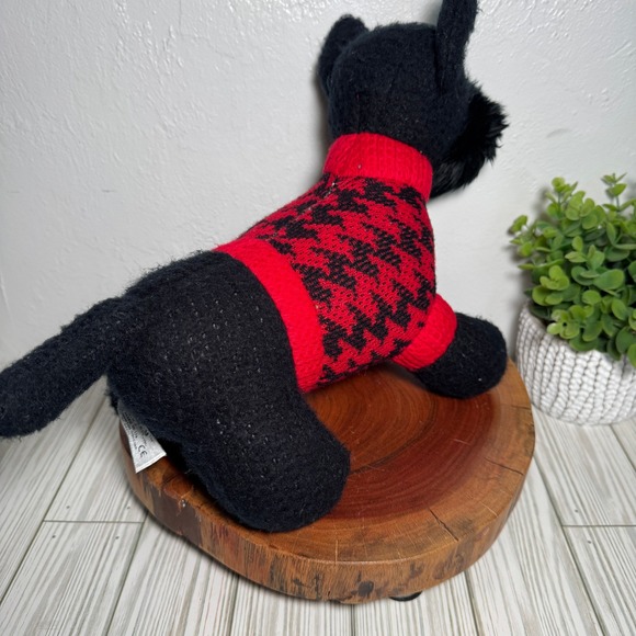 Russ Berrie Quincy Scottie Dog Plush Black Scottish Terrier Red Houndstooth 14" - Picture 5 of 9